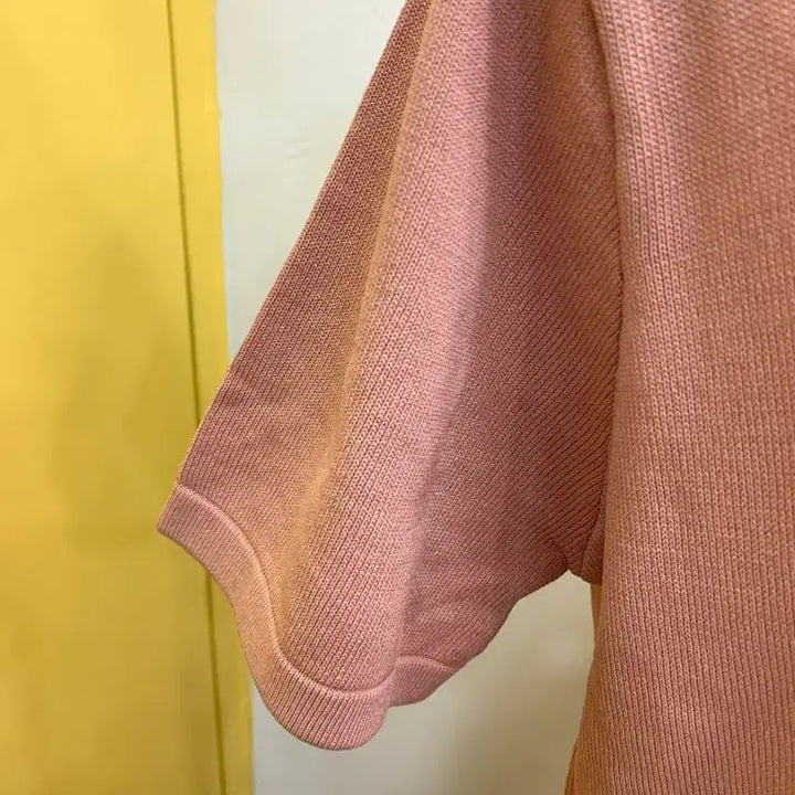 [BUNJANG] Pink Ribbed Knit Mini Dress / 리본넥 핑크 니트 미니 원피스
