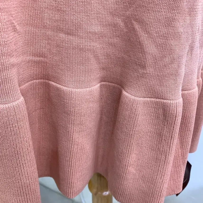 [BUNJANG] Pink Ribbed Knit Mini Dress / 리본넥 핑크 니트 미니 원피스