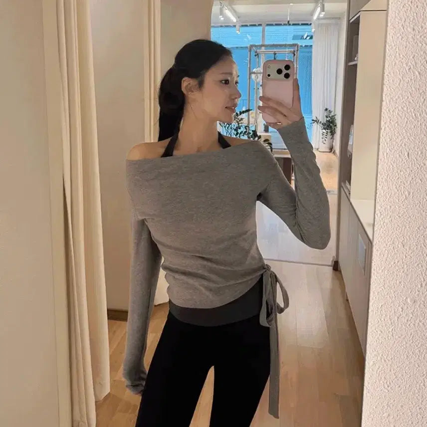 [BUNJANG] One Log Halter Layered Top / 원로그 홀터레이어드 티 발레코어 미착용새상품