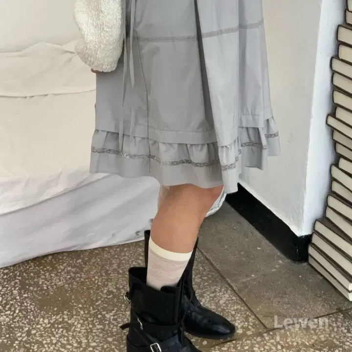[BUNJANG] More Than Yesterday Flare Skirt Gray S / 모어댄예스터데이 코레 플레어 스커트 그레이 S