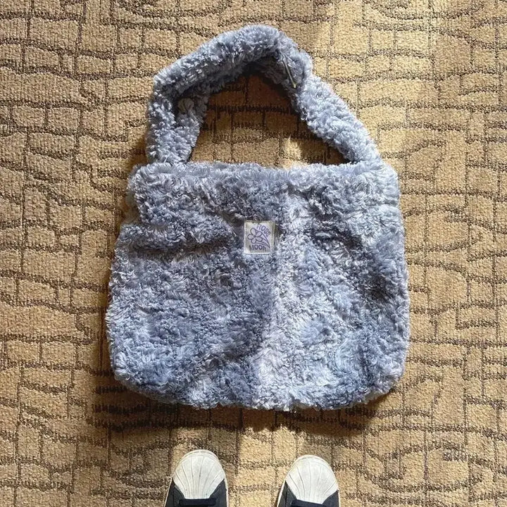 [BUNJANG] ROSSMOOR Faux Fur Shoulder Bag - Gray / ROSSMOOR 뽀글이 퍼 숄더백 그레이
