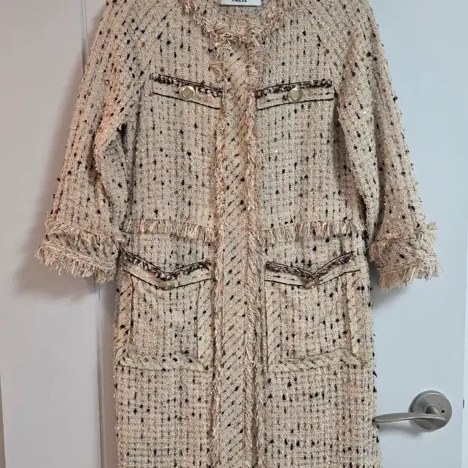 [BUNJANG] OBZEE Tweed Long Coat / OBZEE 오브제 트위드 롱 코트