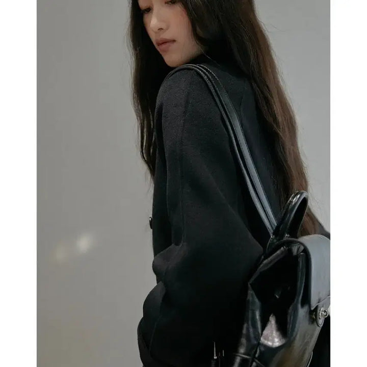 [BUNJANG] Raminaz Black Leather Backpack / 라미네즈 백팩