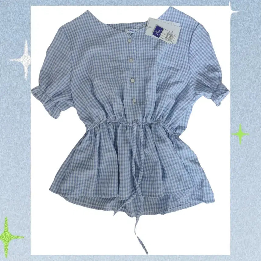 [SOLD OUT] valleygirl 블루 깅엄 체크 블라우스