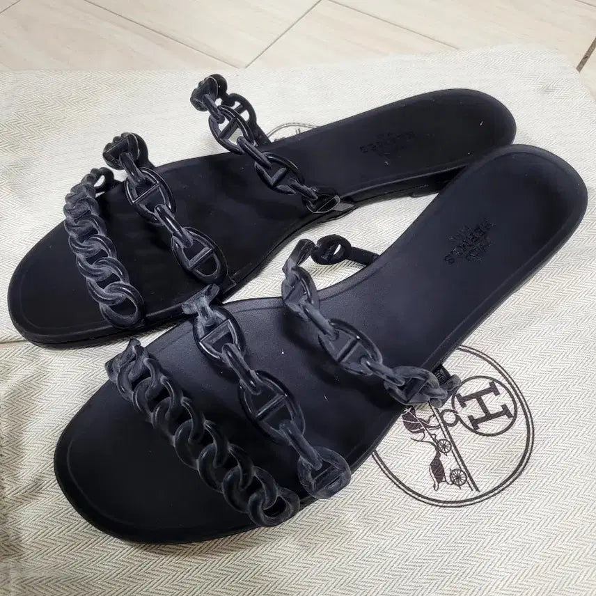 [BUNJANG] Hermès Rivage Rubber Slippers - Black / 에르메스 슬리퍼 리바쥬 39사이즈(보통 250) 블랙