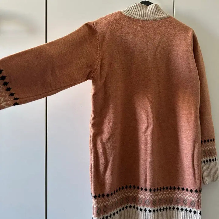 [BUNJANG] Pink Patterned Knit Sweater (Size 95) / 패턴 핑크 니트 스웨터 95