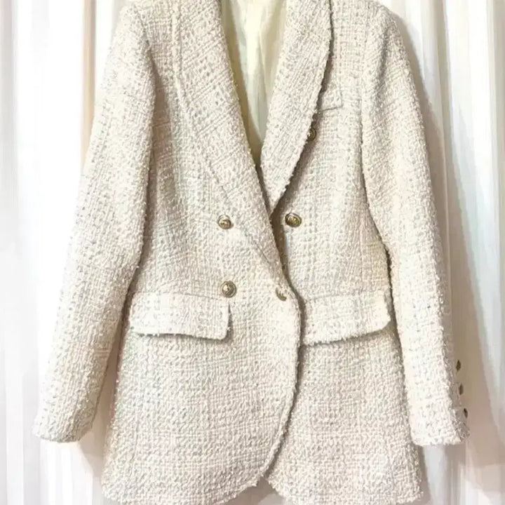 [SOLD OUT] (새상품) 골드 아이보리 트위드 자켓 코트 44-55