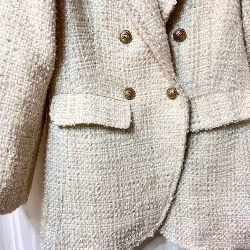 [SOLD OUT] (새상품) 골드 아이보리 트위드 자켓 코트 44-55