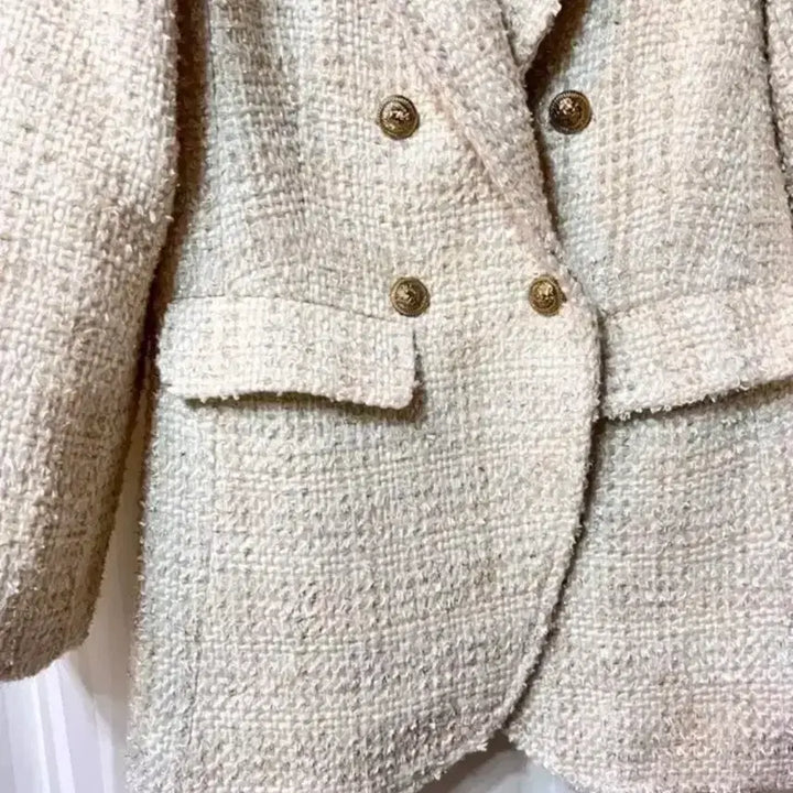 [SOLD OUT] (새상품) 골드 아이보리 트위드 자켓 코트 44-55