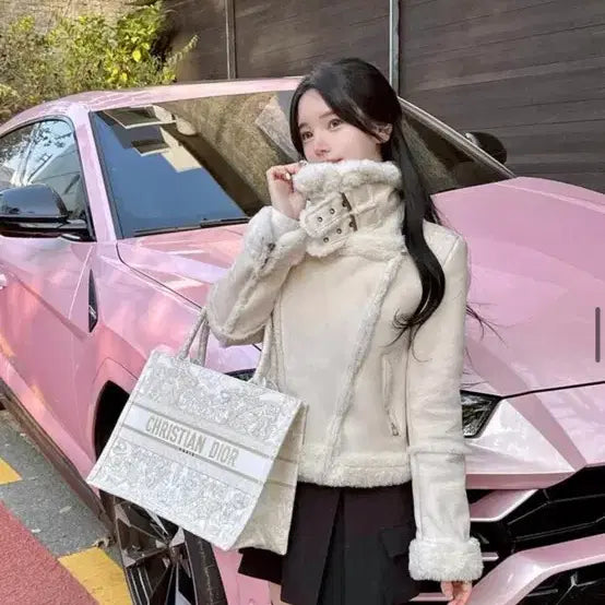 [BUNJANG] Mayyun Faux Fur Mouton Jacket Ivory / 메이윤 무스탕 퍼자켓 아이보리