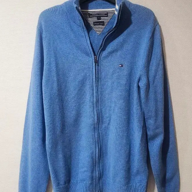 [BUNJANG] Tommy Hilfiger Blue Knit Zip-Up Cardigan XS / 타미힐피거 블루 니트 집업 가디건 xs