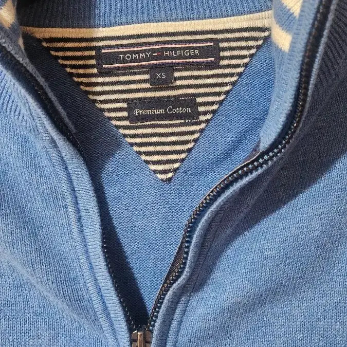 [BUNJANG] Tommy Hilfiger Blue Knit Zip-Up Cardigan XS / 타미힐피거 블루 니트 집업 가디건 xs