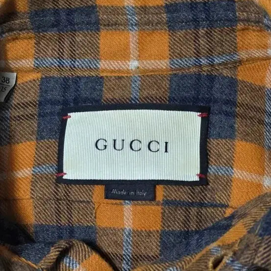 [BUNJANG] Gucci Orange Check Flannel Shirt 38/15 / 구찌 오렌지 체크 플란넬 셔츠 38/15