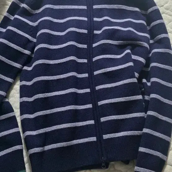 [BUNJANG] Striped Knit Zip-Up Cardigan for Men / 줄무늬 니트 집업 가디건 남성용
