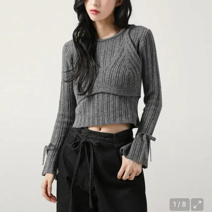 [BUNJANG] Urban Dress Layered Knit Charcoal / 어반드레스 레이어드 니트 차콜 (새상품)