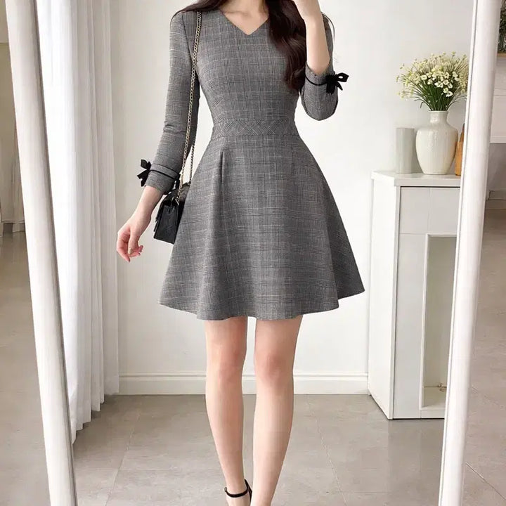 [BUNJANG] LINE Glen Check Dress / LINE 글렌체크 원피스/하객룩 오피스룩/ S~M/단정핏