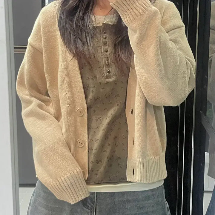 [BUNJANG] Uniqlo Beige Vintage Cardigan / 빈티지 유니클로 베이지 가디건