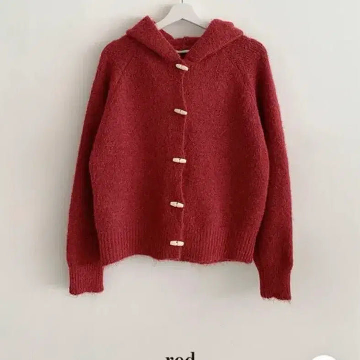 [BUNJANG] Tteokbokki Toggle Button Cardigan Red / 정가31000/떡볶이 후드 가디건 토글 단추 가디건 레드