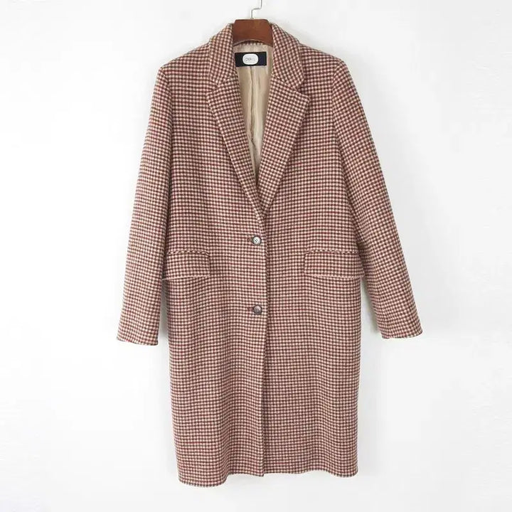[BUNJANG] Deuel Wool Blend Check Long Coat (Size 55) / 듀엘 울혼방 체크 롱코트 55