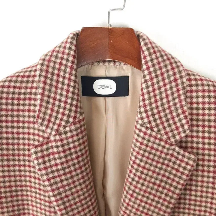 [BUNJANG] Deuel Wool Blend Check Long Coat (Size 55) / 듀엘 울혼방 체크 롱코트 55