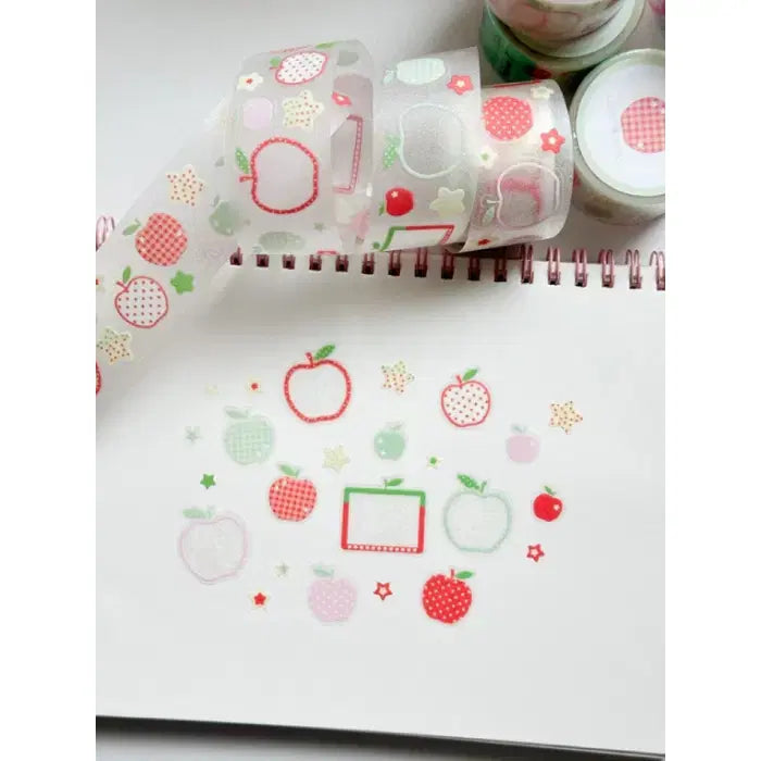 [BUNJANG] Love Crescent Apple Glitter Kiss Cut Fabric / 러브크레센트 아삭아삭 사과 글리터 키스컷