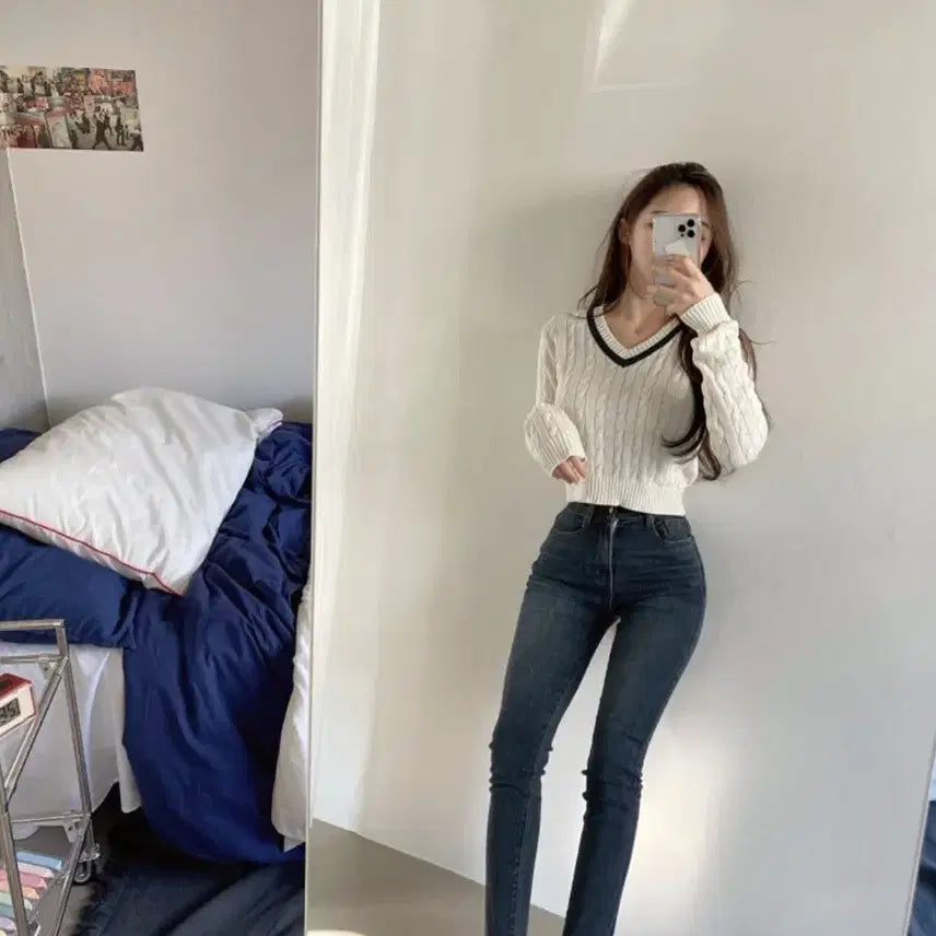 [BUNJANG] Five Closet Real Dark Wash Cutting Denim Jeans L / [미착용] 파이브클로젯) 리얼 진청하진 컷팅 데님진 L