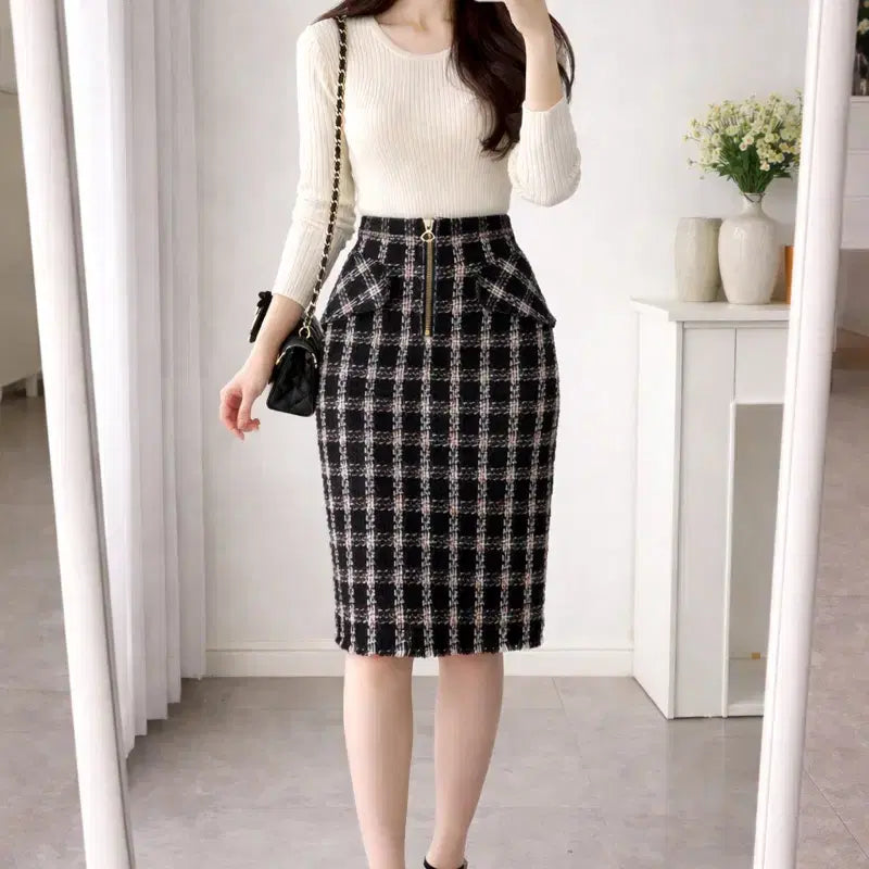 [BUNJANG] It Misha Tweed H-Line Midi Skirt / 잇미샤 트위드 H라인 미디 스커트/하객룩 출근룩