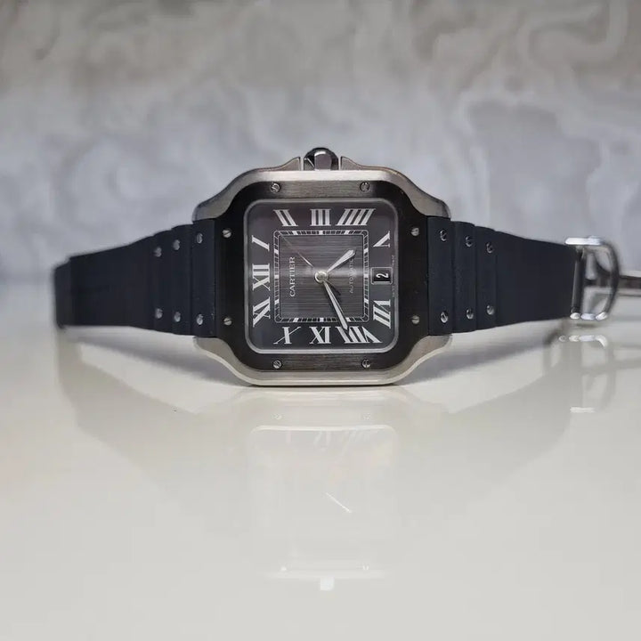 [BUNJANG] Cartier Santos Large Gray Dial Automatic Watch / 까르띠에 산토스 라지 그레이 다이얼 오토매틱 인보이스 포함 21년
