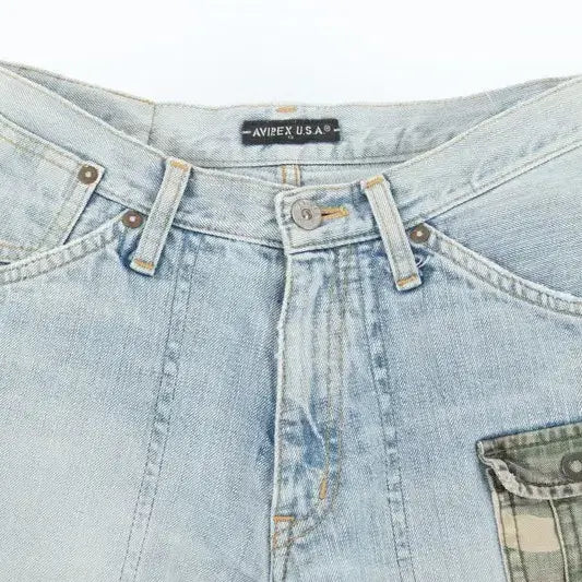 [BUNJANG] Avirex Camo Patchwork Denim Pants (Men's S) / 아비렉스 (MEN - S) 카모 패치 워크 데님 팬츠