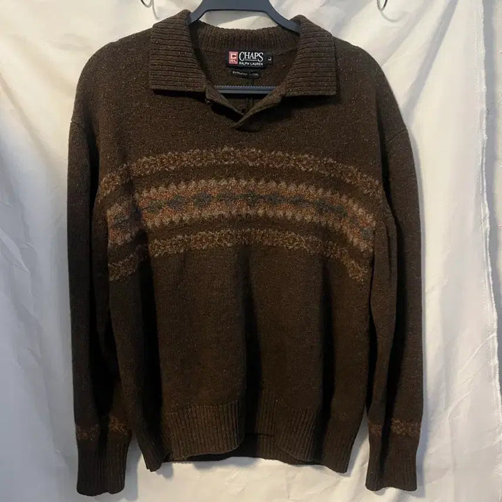 [BUNJANG] CHAPS Ralph Lauren Brown Pattern Knit L / CHAPS 랄프로렌 브라운 패턴 니트 L