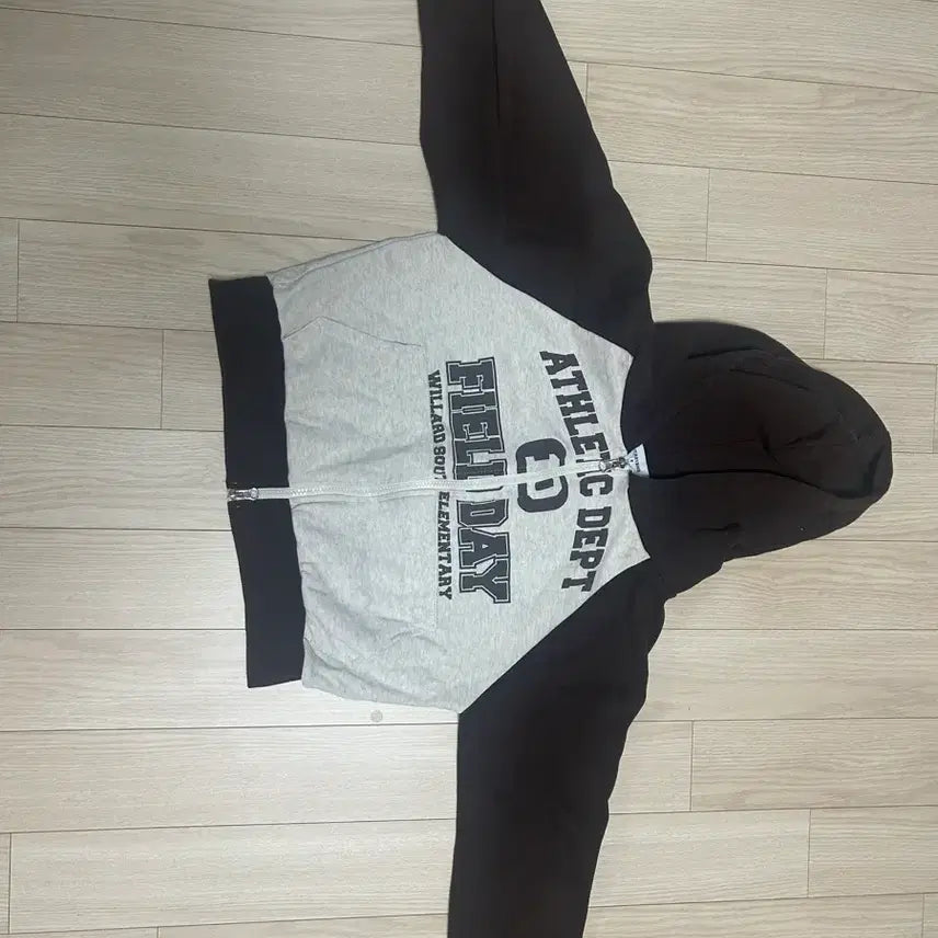 [BUNJANG] Brown Ivory Hooded Zip-up / 갈색 아이보리 후드 집업