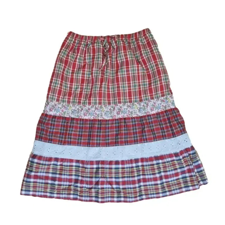 [BUNJANG] Vintage Patchwork Lace Midi Skirt / 빈티지 패치워크 레이스 펀칭 패치스커트 치마 모리걸하구미히피오리엔탈페어리