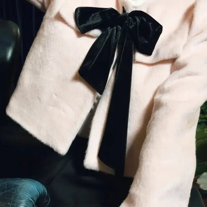 [BUNJANG] Angora Velvet Ribbon Dress / 리본 앙고라 벨벳리본
