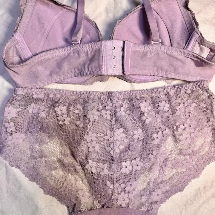 [BUNJANG] Lace Bra & Panty Set / (중고) 75C 레이스 브라 + 팬티 95 연보라 세트