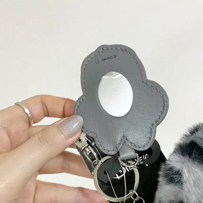 [BUNJANG] Disney Mini Mouse Mirror & Leopard Fur Ribbon Keyring / 일본정품 디즈니 미니마우스 거울 & 레오파드 퍼 리본 키링