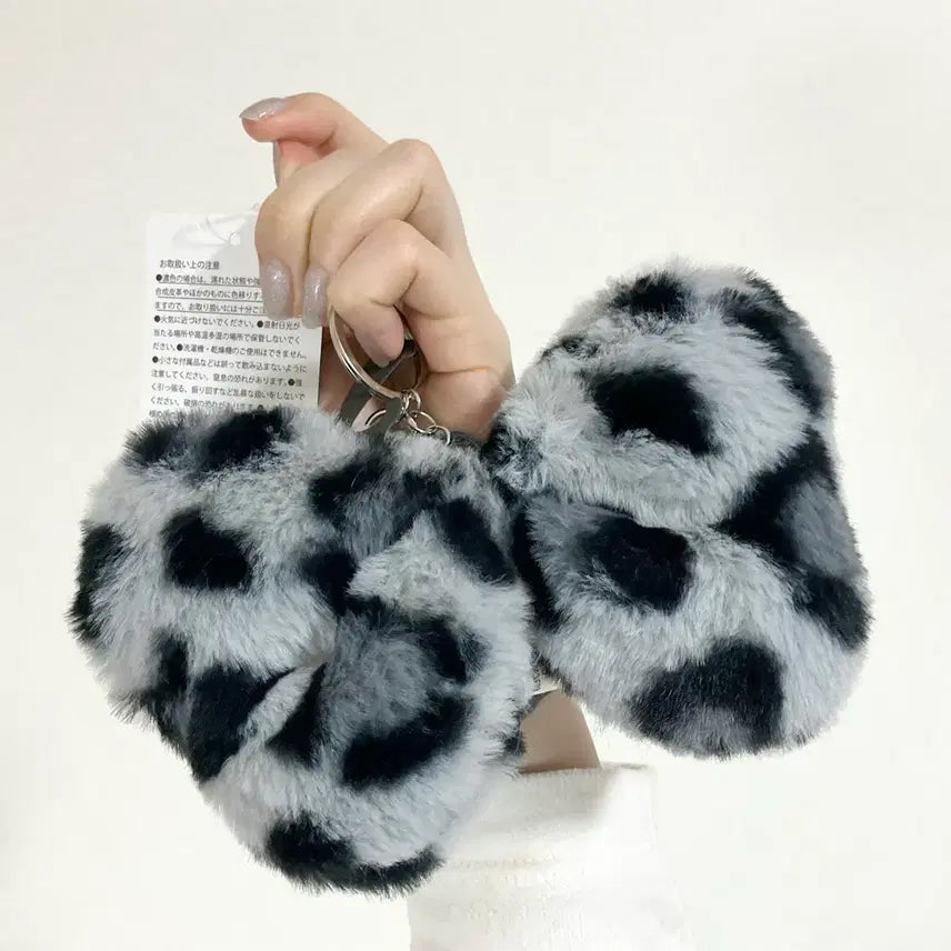 [BUNJANG] Disney Mini Mouse Mirror & Leopard Fur Ribbon Keyring / 일본정품 디즈니 미니마우스 거울 & 레오파드 퍼 리본 키링