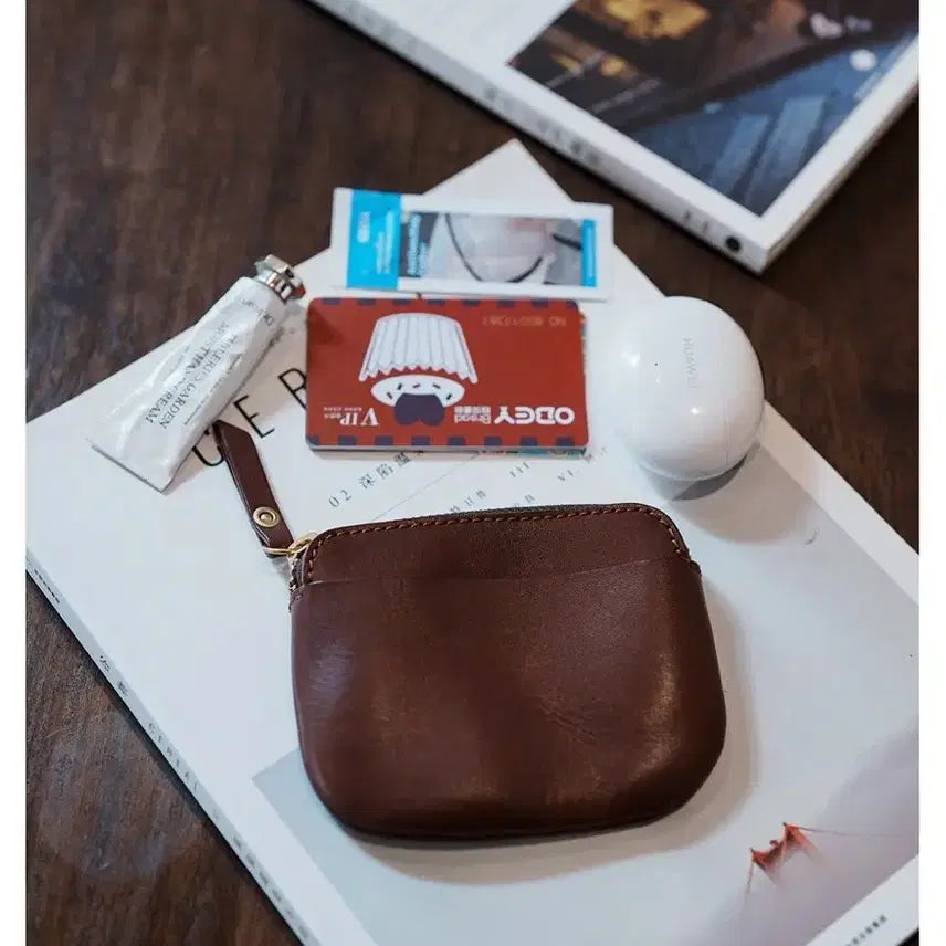 [BUNJANG] Mini Brown PU Wallet / 지갑 동전지갑 립스틱지갑 수납백 미니파우치