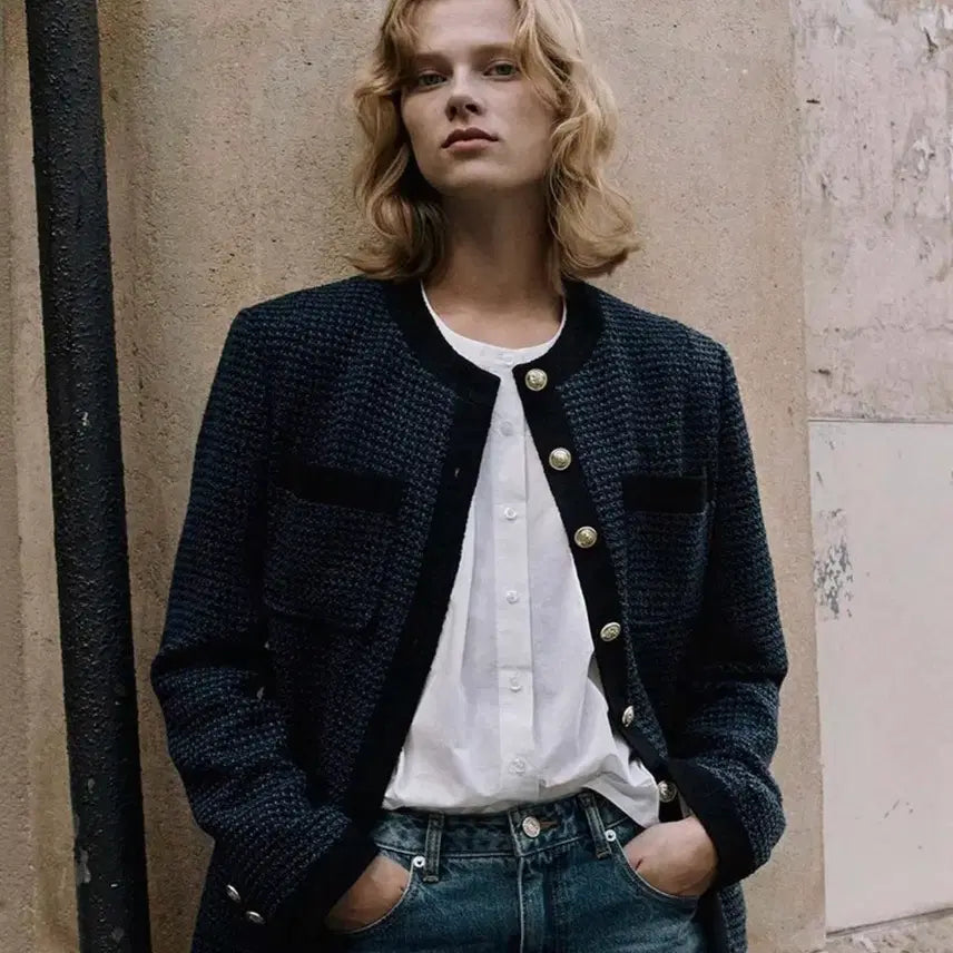 [BUNJANG] Loeuvre 23 Trimming Button Tweed Jacket / 루에브르 23년 트리밍버튼 트위드 자켓 올드머니룩 하객룩 출근룩