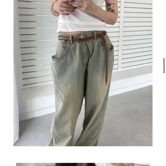 [BUNJANG] IZIZ Smoking Pants Zigzag Wide Jeans / 새상품) 이즈이즈 스모킹 팬츠 청바지 와이드팬츠 지그재그 릿킴