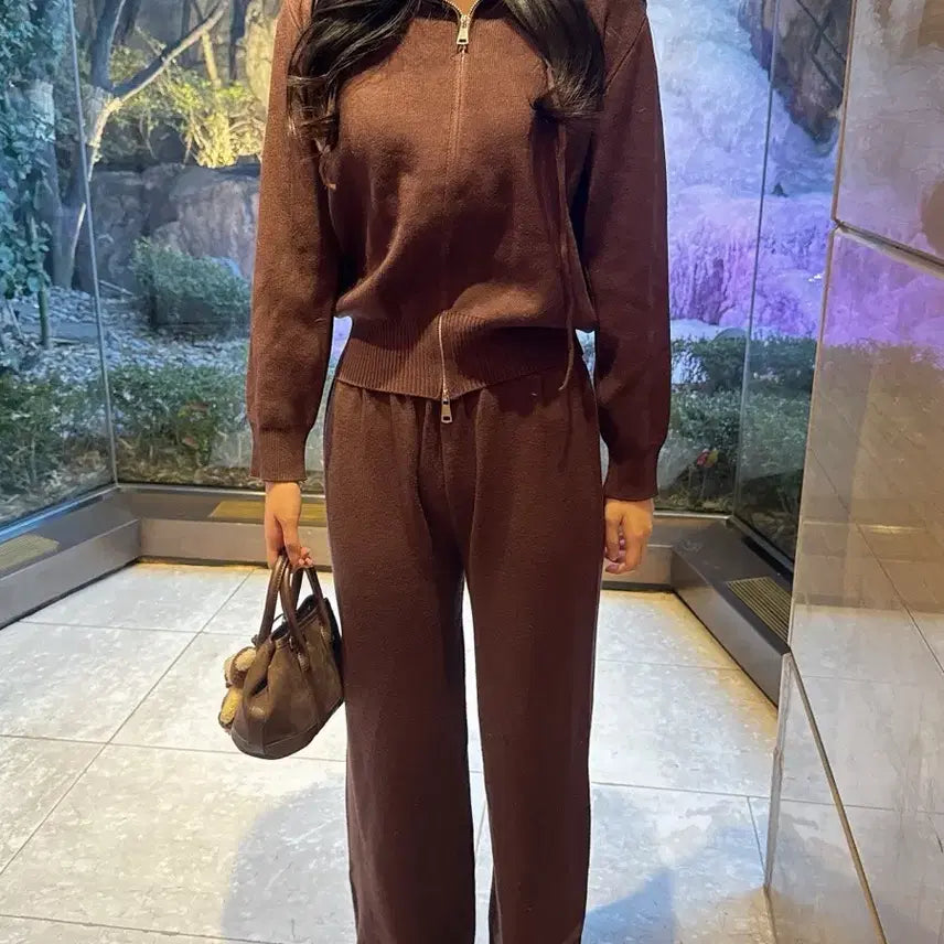 [BUNJANG] Brown Two-Piece Set / 브라운 보들 투피스