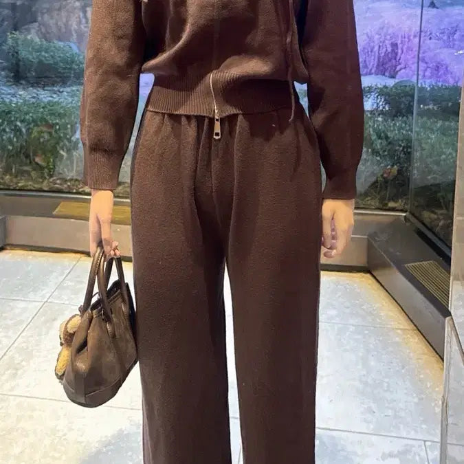 [BUNJANG] Brown Two-Piece Set / 브라운 보들 투피스