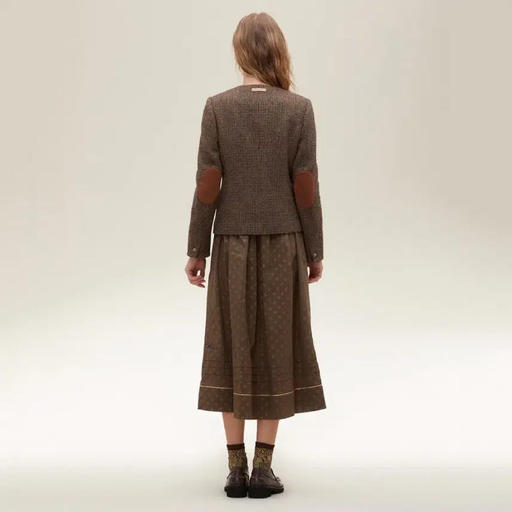 [BUNJANG] Thursday Island Wool Check Elbow Patch Slim V-Neck Jacket / 써스데이아일랜드 22년 울 자켓 체크 엘보패치 슬림 브이넥 코트 컨추리