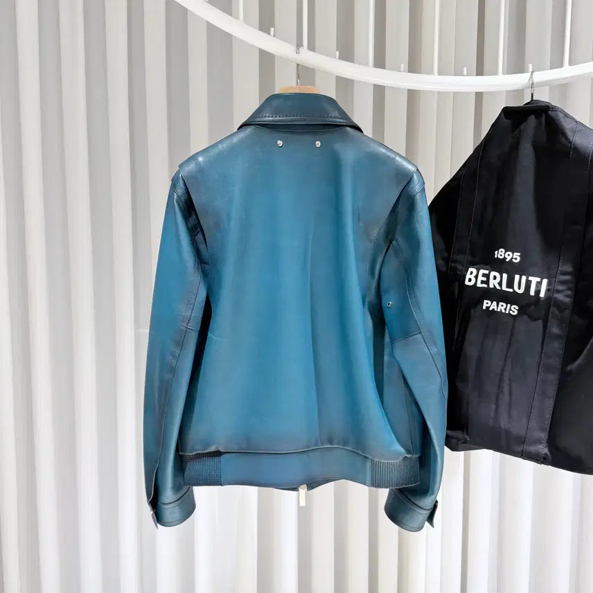 [SOLD OUT] ( S+ / 50 ) 벨루티 파티나 송아지 가죽 블루 레더 자켓