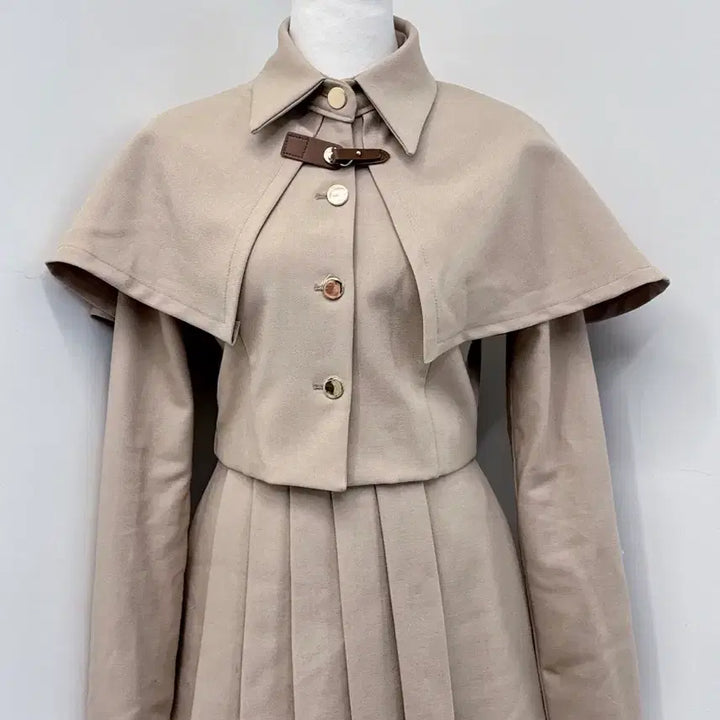 [BUNJANG] Cape Blouse Pleated Skirt Set / 케이프 블라우스 플리츠 스커트 셋트