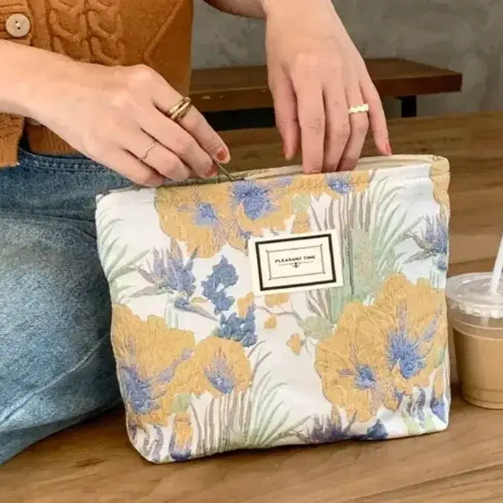 [BUNJANG] Floral Pattern Pouch / 플라워 패턴 파우치(새상품)