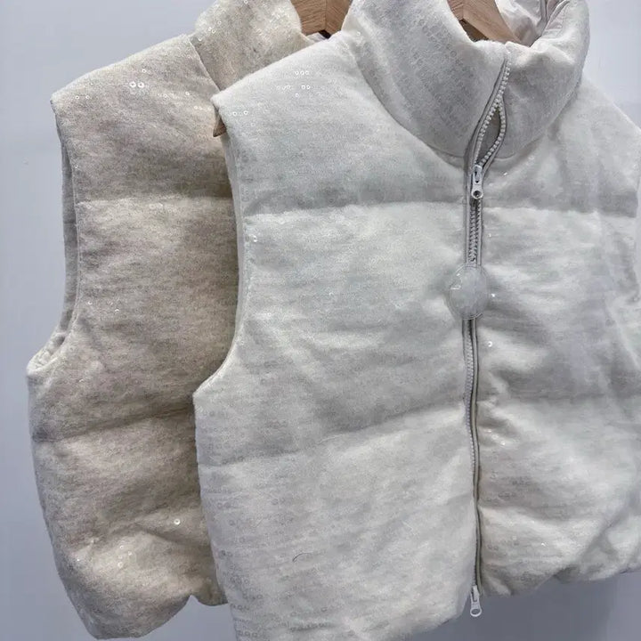 [BUNJANG] Koo Sequin Goose Down Vest / 쿠 스팽글 구스 조끼 패딩