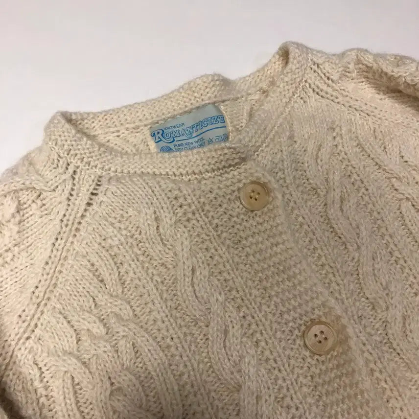 [BUNJANG] Romanticize Shetland Cable Knit Cardigan / 로맨티사이즈 셔틀랜드 케이블 가디건 꽈배기니트 울 그랜마 할미룩 오버핏