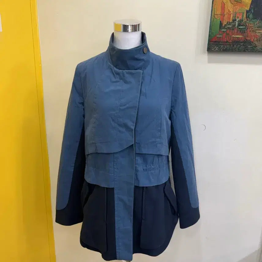 [BUNJANG] G-Cut High-Neck Color Block Coat / 지컷 울 배색 하이넥 코트 66 / 고급스러운 세미오피스룩