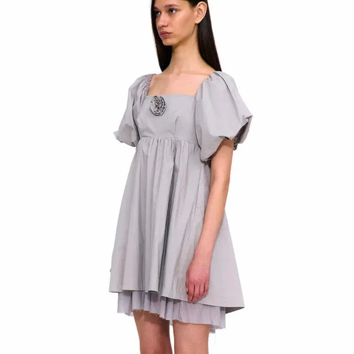 [BUNJANG] PARTIMENTO Floral Double-Layered Puff Dress / 파르티멘토(PARTIMENTO) 플로럴 더블레이어드 퍼프원피스 55