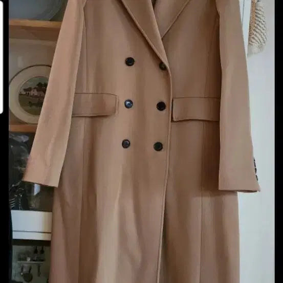 [BUNJANG] DEWL Double Breasted Coat Beige / DEWL 더블 브레스트 코트 베이지 55~날씬66